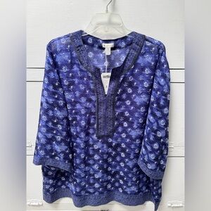 Chicos- long sleeve Amethyst top. Size 3, new with tags.